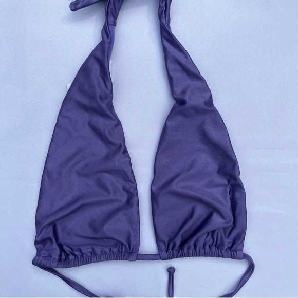 Good American Lilac Mist Shine Ruched Halter Neck Bikini Top Size XLarge/4 NWT - Picture 6 of 14